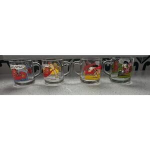 Vintage Set of 4 1978 McDonalds Garfield Odie Glass Coffee Mugs Cups Jim Davis